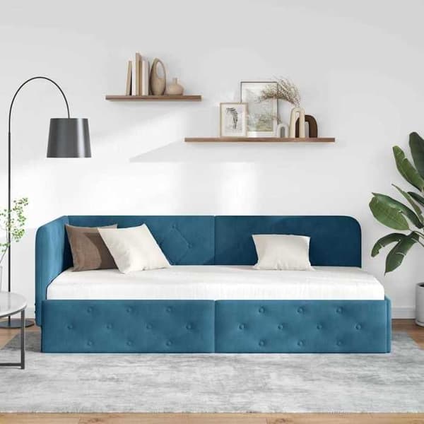 Maison Exclusive - Sininen kulmasänky 80 x 200 cm Sametti