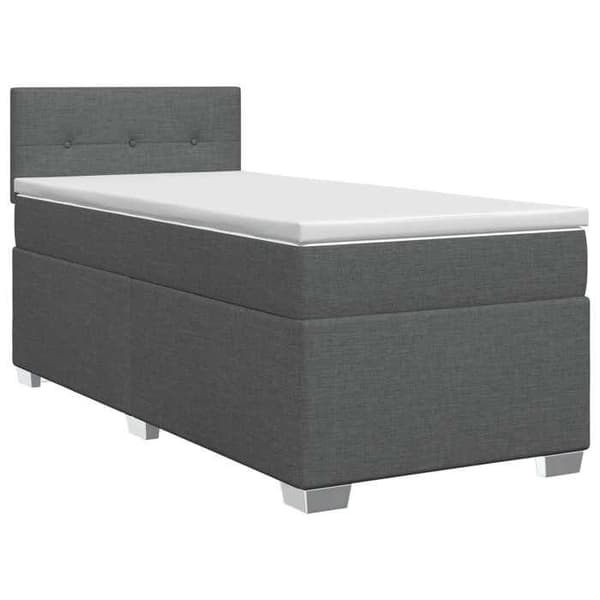 Maison Exclusive - Boxspring säng med madrass Mörkgrå 90 x 190 cm Tyg