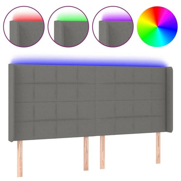 Maison Exclusive - LED Hovedgærde Mørkegrå 203x16x118/128 cm Stof mörkgrå