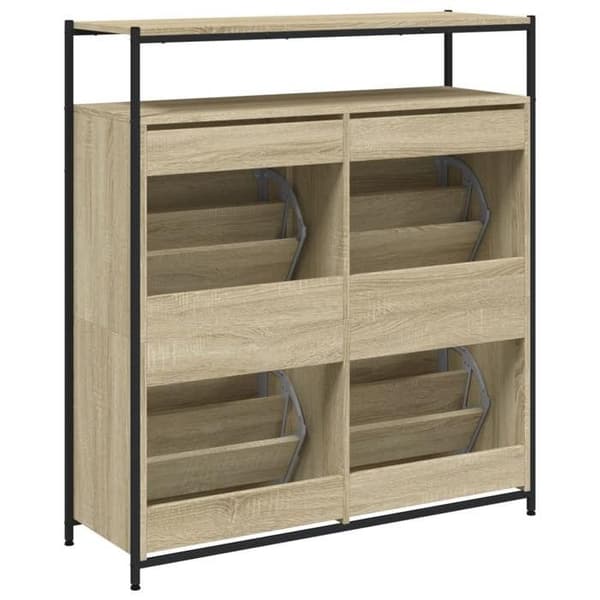 Maison Exclusive - Skoskab med 4 foldbare skuffer i sonoma eg