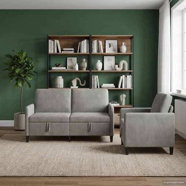 Maison Exclusive - Soffa med förvaring 2 st Grå polyester Ljusgrått