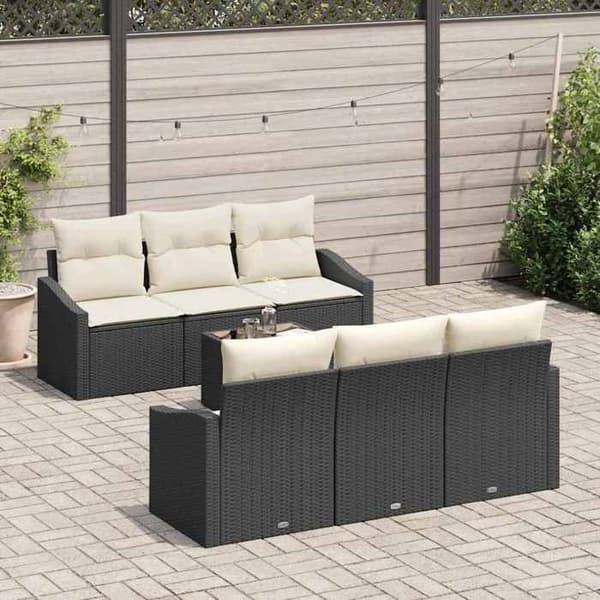 Maison Exclusive - Sæt af 7 pc Sofaer Sort og Creme polyrotin