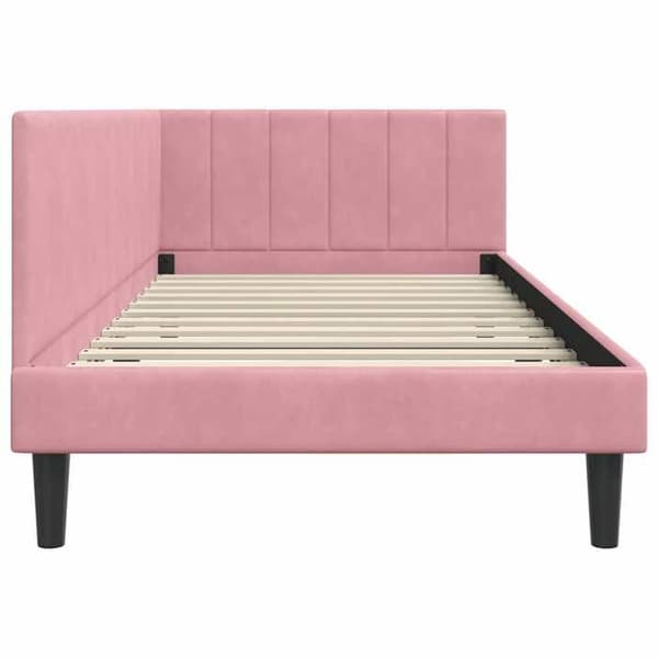 Maison Exclusive - Hörnsängram Rosa 90 cm x 200 cm Sammet
