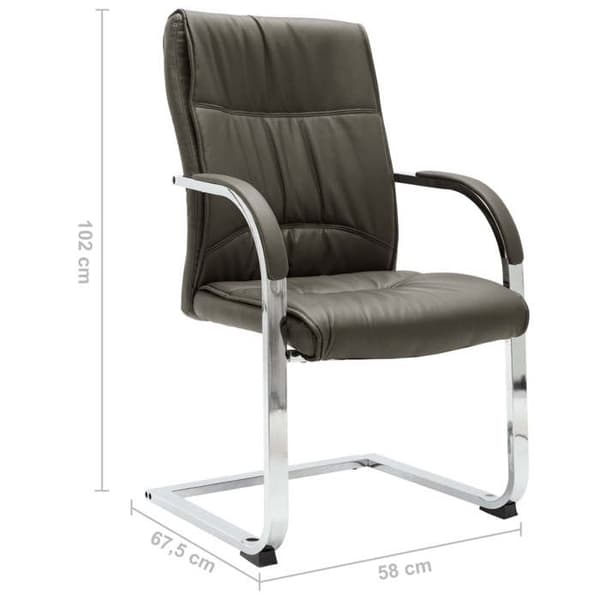 Kontorstol - EKSKLUSIV HUS - Cantilever stol - Grå kunstlæder - Ergonomisk ryg - Forkromede metalben Grå