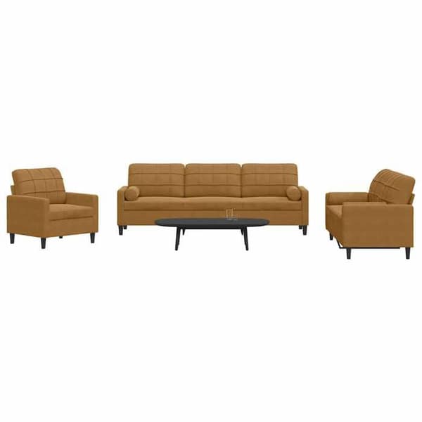 Maison Exclusive - 3-delars soffgrupp med kuddar och sammetstrumpor
