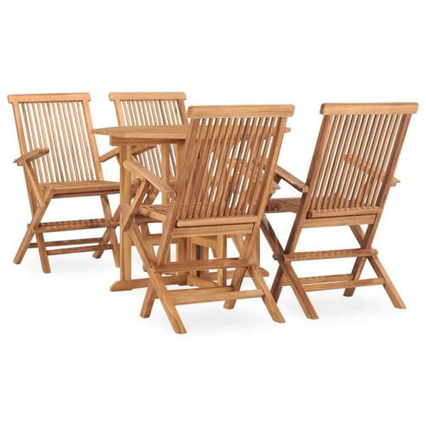 Maison Exclusive - Fällbart utomhusmatbordset 5 delar i solid teak