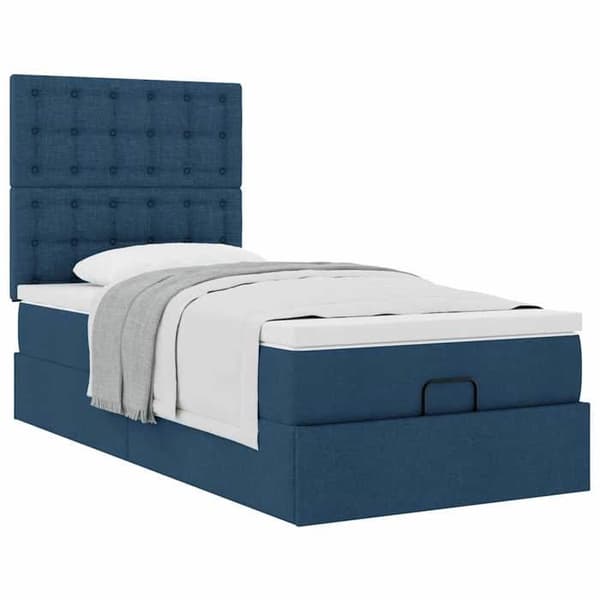 Maison Exclusive - Ottoman seng med blå madras 100x200 cm stof