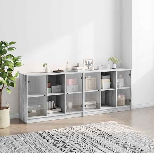 Maison Exclusive - Bibliotek med sonoma grå døre 204x37x75 cm Sonoma grå