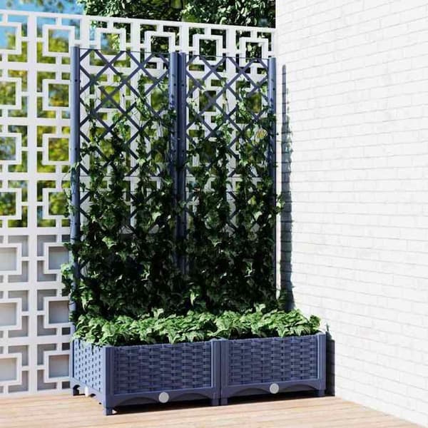 Maison Exclusive - Havekasse med gitter Blå Grå 80x40x121,5 cm PP