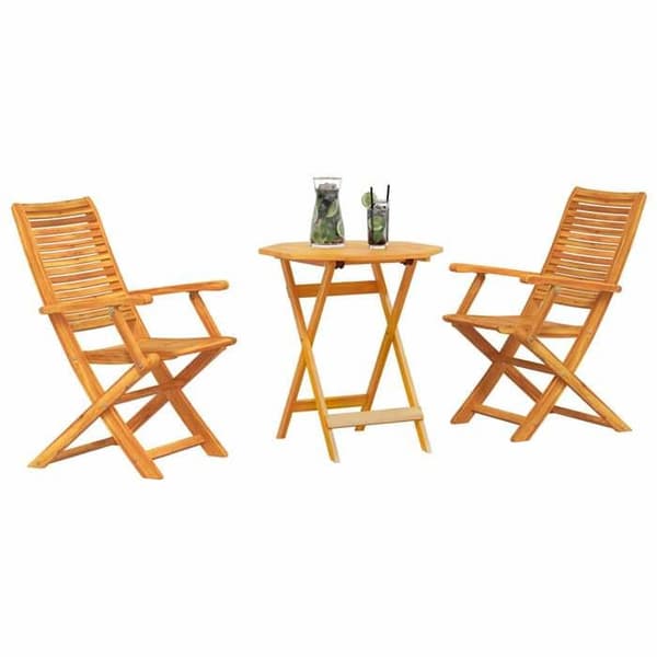 Maison Exclusive - Fällbart bistroset 3 delar Brun Massivt Akaciaträ