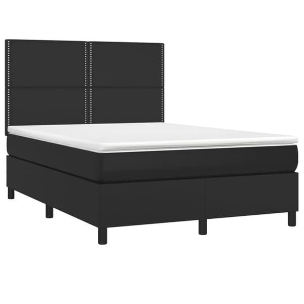 Maison Exclusive - Seng med lamelbund og madras Sort 140x200 cm Simililæder