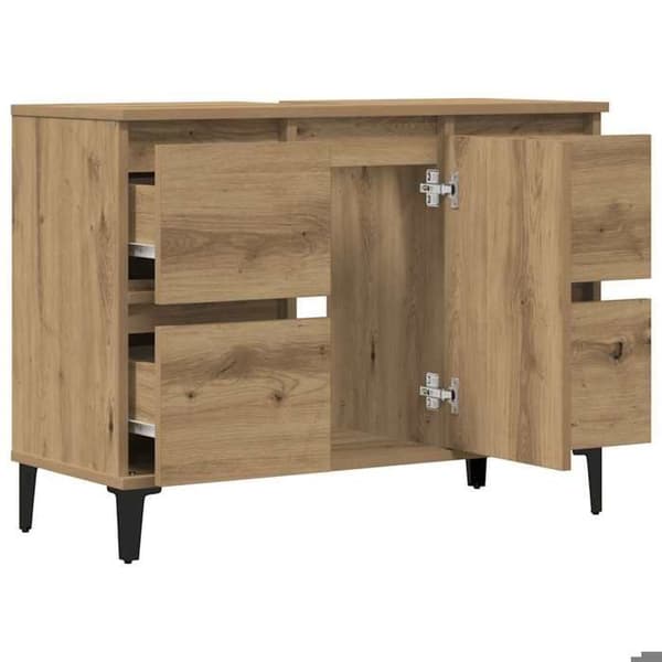 Maison Exclusive - Håndlavet egetræ vaskeskab 80x33x60 cm ingeniørtræ