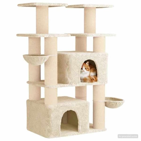 Maison Exclusive - Kattträd med sisal klöspinnar Creme 147 cm 2 st Grädde