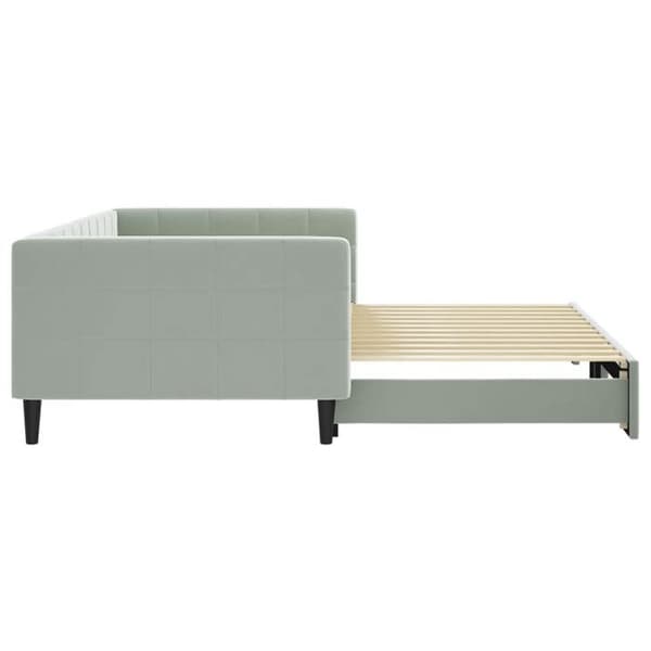 Sofa - EKSKLUSIV HUS - Sofa med udtræk - Lys grå velour - 100 x 200 cm - Lamelseng ljusgrått