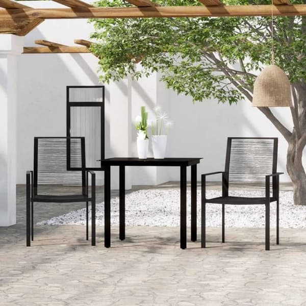 Maison Exclusive - 3 osan musta puutarhakalustesarja