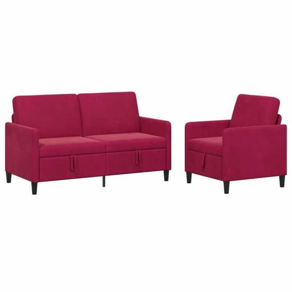 Divaani - MAISON EXCLUSIVE - 2 osaa - Bordeaux - Polyesteri - Säilytyslaatikko Bordeaux