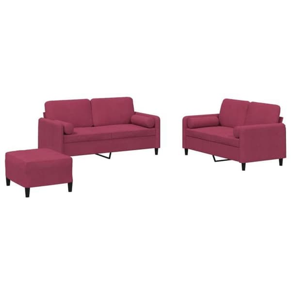 Maison Exclusive - Sæt af 3 sofaer med bordeaux velour puder