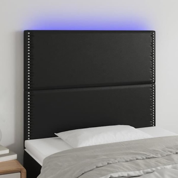 LED hovedgærde Sort 80x5x118/128 cm Kunstlæder118 [cm] Svart