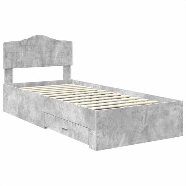 Maison Exclusive - Sängram Grå betong 100 x 200 cm Ingenjörsträ