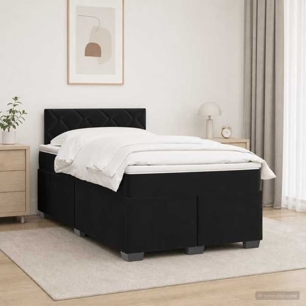 Maison Exclusive - Boxspring säng med madrass Svart 120 x 200 cm Sammet Svart