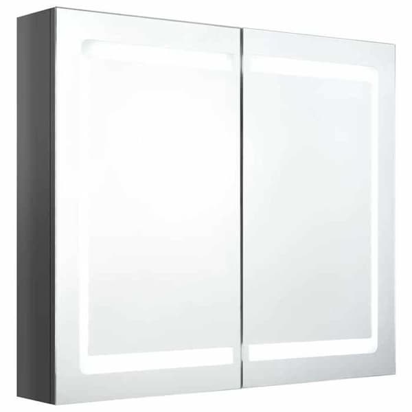 Maison Exclusive - Spegelskåp med LED-belysning Grå glansig 80x12x68 cm