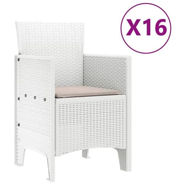 Trädgårdsmöbelset - EXKLUSIVT HUS - Set 17 delar - Poly rattan - Vit - 400 x 100 cm Vit