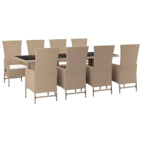 Maison Exclusive - Puutarhakalusteryhmä ja tyynyt 9 kpl beige Polyrottinki beige