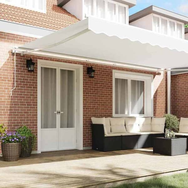 Maison Exclusive - Elektrisk markis 5 x 3,5 m Vit 100 % polyester Vit