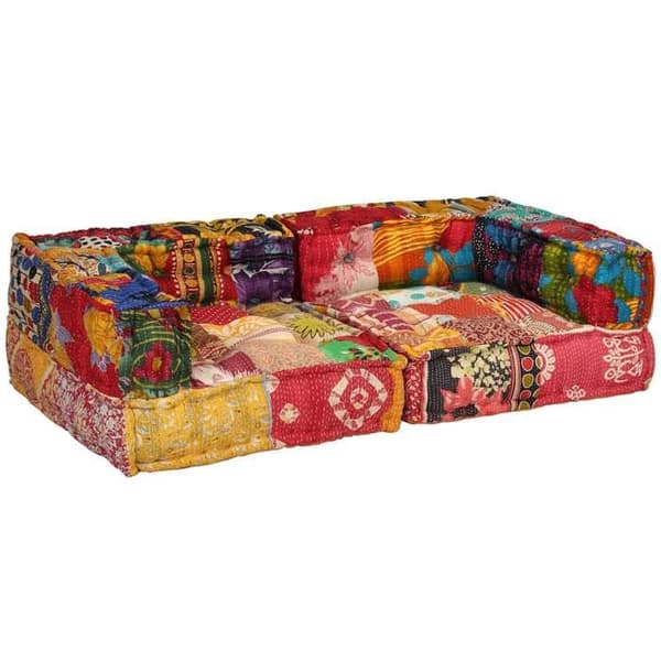 Maison Exclusive - 2-paikkainen moduulipuffi, patchwork-kangas Flerfärgad