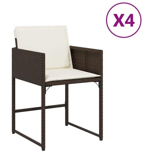 Maison Exclusive - Trädgårdsstolar med kuddar, set om 4, brun flätad resin brun