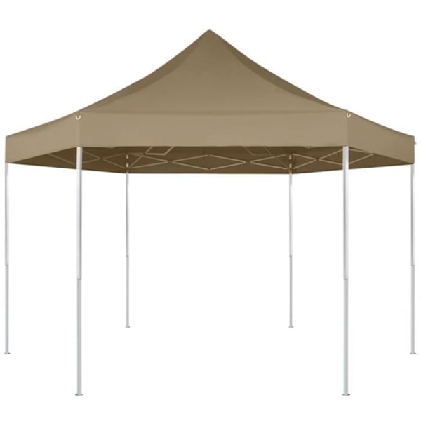 Sammenfoldelig sekskantet telt 3,6x3,1 m taupe 220g/m²3 [cm] Mol