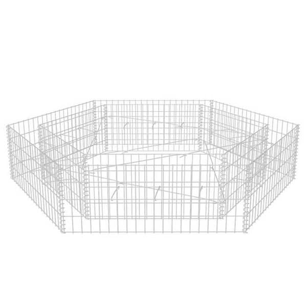 Maison Exclusive - Hexagonal gabion hævet seng 200x173x40 cm silver-