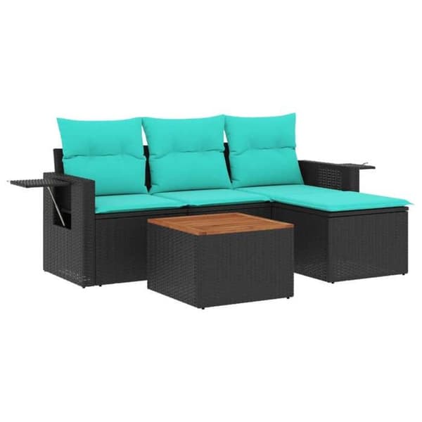 Modulær have-sofa - EKSKLUSIV HUS - Modulær - Sort - Vævet harpiksmateriale - Sammenklappeligt sidebord Svart