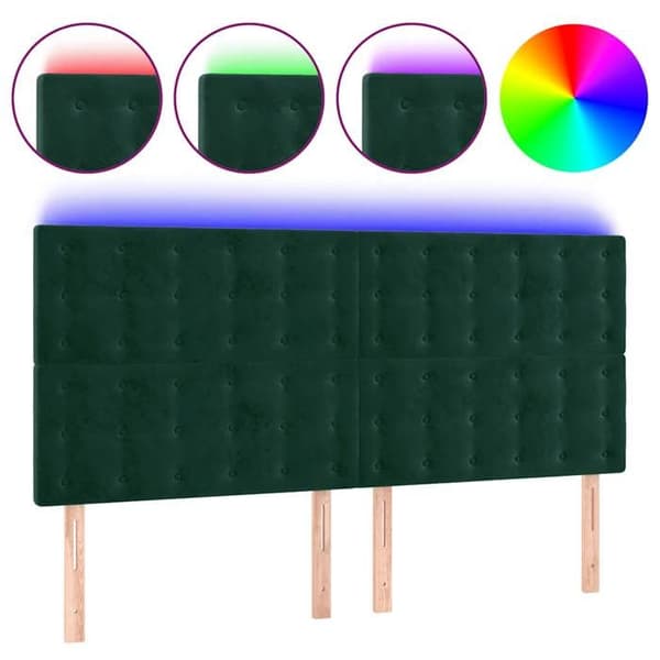 Maison Exclusive - LED-päätylevy tummanvihreä 160x5x118/128 cm sametti Mörkgrön