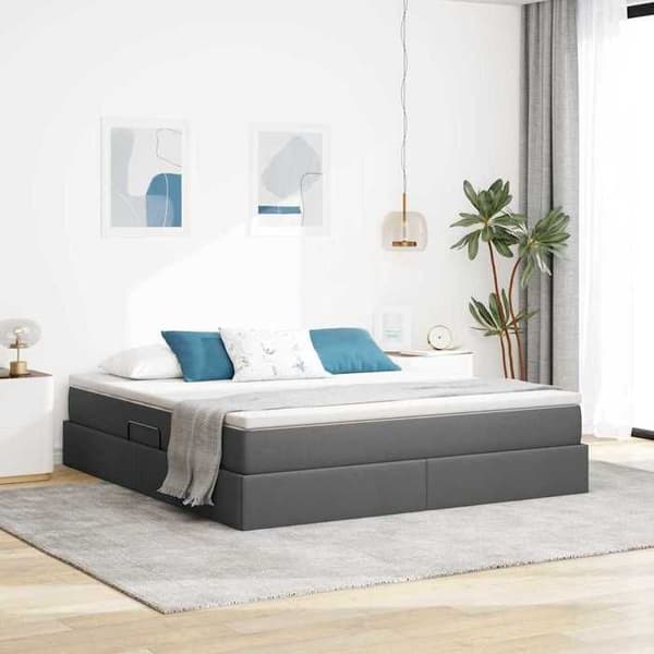 Maison Exclusive - Säng med förvaring och madrass Mörkgrå 160 x 200 cm Polyester Mörkgrå