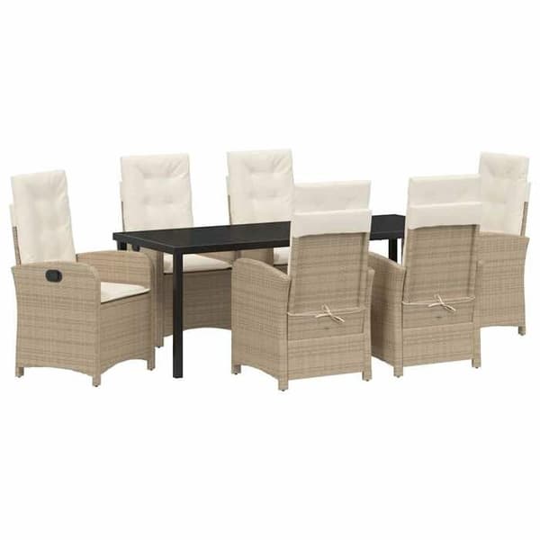 Maison Exclusive - 7 pc spisestue sæt til haven i beige polyrotin beige
