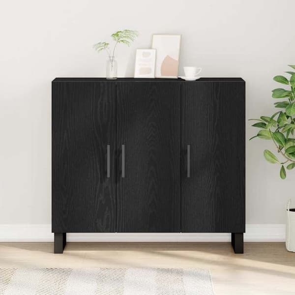 Maison Exclusive - Buffet Sort egetræ 90 x 34 x 80 cm Ingeniørtræ svart ek