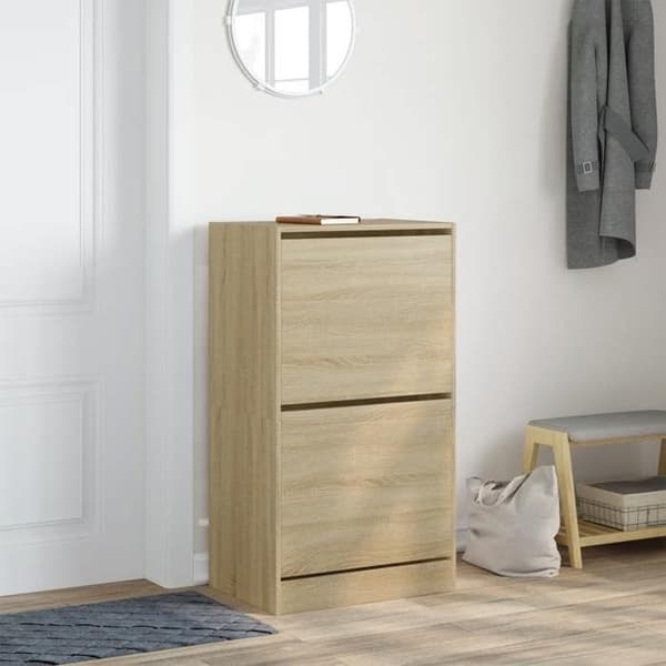 Maison Exclusive - Skab til sko med 2 foldbare skuffer i sonoma eg