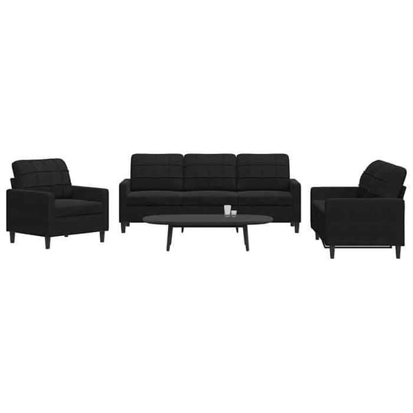 Maison Exclusive - Sæt af 3 sofaer med puder i sort velour