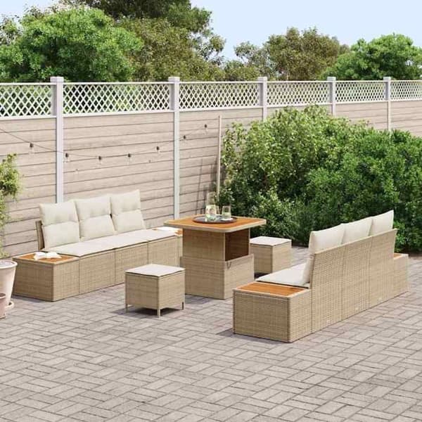 Maison Exclusive - 9-delars trädgårdsoff-set 8-sits Beige beige