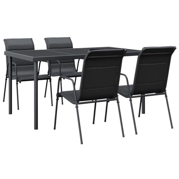 Maison Exclusive - Trädgårdsset 5 delar svart textilén och stål
