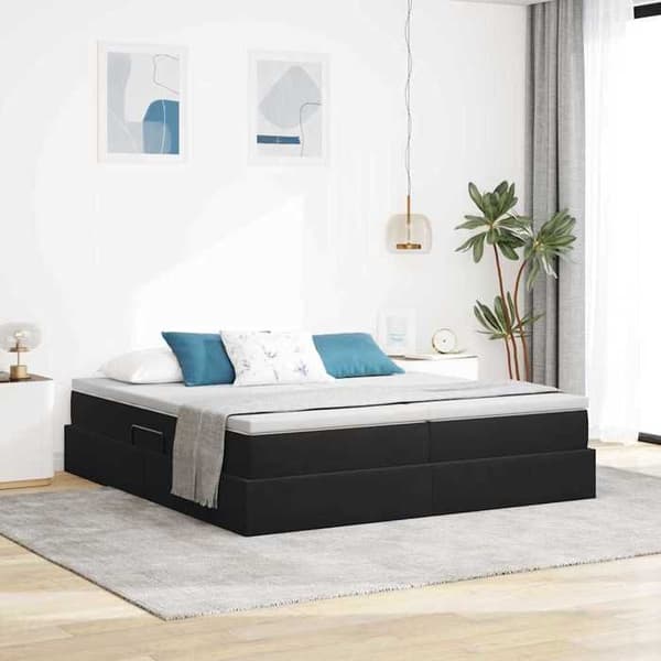 Maison Exclusive - Seng med opbevaring og madras Sort 180 x 200 cm Velour