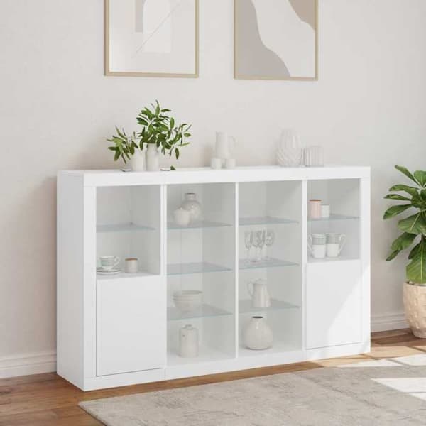 Maison Exclusive - LED-valoilla varustetut buffetit 3 kpl valkoinen insinööripuu