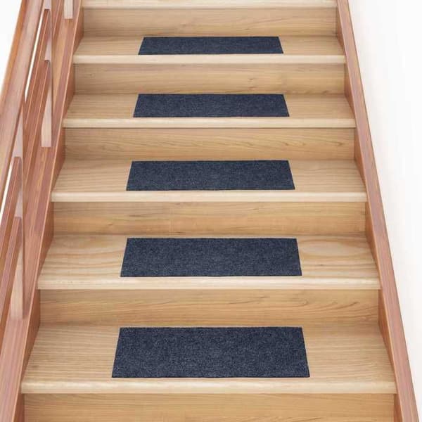 Maison Exclusive - Självhäftande trappmattor 30 stycken 60 x 25 cm Grå Blå Rektangulär