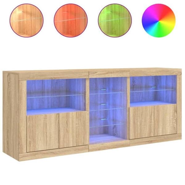 Maison Exclusive - Buffet LED-valoilla, sonoma-tammea 162x37x67 cm