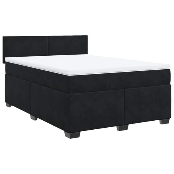 Maison Exclusive - Seng med lameller og madras Sort 160x200 cm Velour