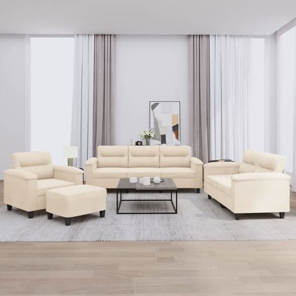 Maison Exclusive - 4-delars soffgrupp med beige mikrofiberkuddar beige