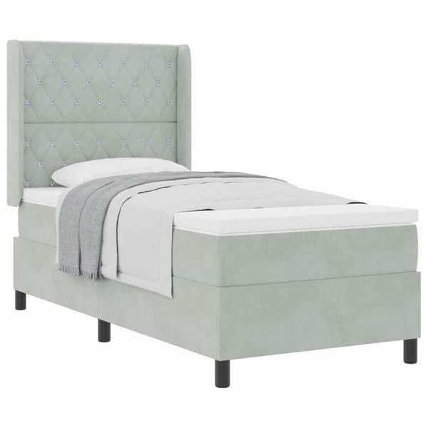Maison Exclusive - Jousipatja vaaleanharmaa 90 x 200 cm sametti Ljusgrått