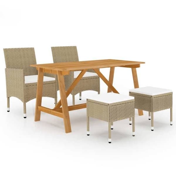 Maison Exclusive - 5 osan puutarhapöytäryhmä Beige
