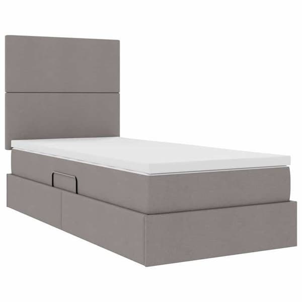 Sengestel med madras - EKSKLUSIV HUS - Sideopbevaring - Hydraulisk - 90x190 cm - Taupe Mol